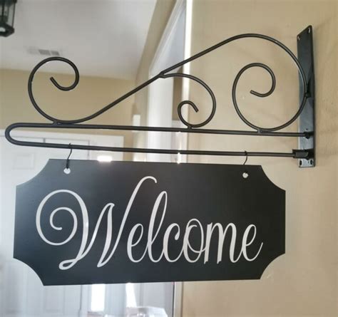 personalized hanging metal signs with bracket decorative kitchen|outdoor wall mountable sign brackets.